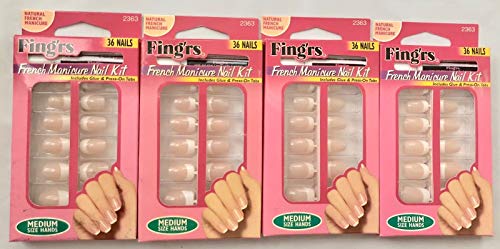 FING'RS NAIL KIT NATURAL FRENCH MANICURE #2363 MEDIUM SIZE