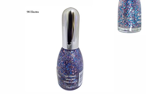 La Femme Nail Varnish in Electra 98 Pink Blue Purple Hexagon Glitter