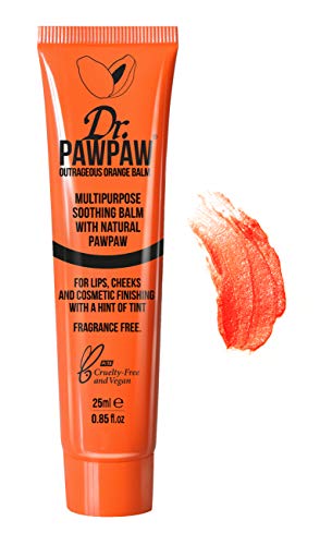 Dr. PAWPAW Outrageous Orange Balm - Multi-Purpose Balm, PawPaw Lip Balm, Lip Balm, Tinted Balm, Skin Highlighter, Smooth Skin, Cracked Lips, Vegan Beauty, Ethical Beauty, 25ml