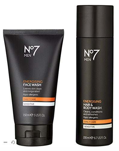 No7 Essential Duo Skincare Gift Set for Men With No7 Energysing Face Wash+No7 Energising Hair & Body Wash