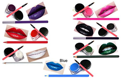 Matt Lip Pot & LipBrush & Lipliner Pencil Set Red Purple White Pink Green CHOOSE