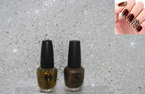 Gold Glitter & Dark Gold Duo Nail Varnish Set