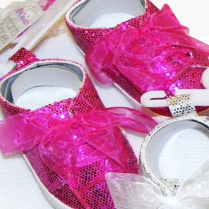 Soft Touch Baby Sparkle & Bow Glitter Sequin Trainers Pink or Silver