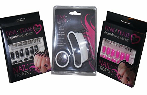 False Nails 6pc  Set & Nail Buffer & Buffing Cream with Nail Art Decorations