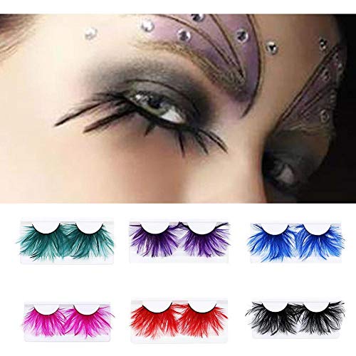 False Eyelashes Feather False Eyelashes Colorful Eye Lashes long Eyelashes with Thick Color Fashion Nightclub Makeup Fake Eyelashes