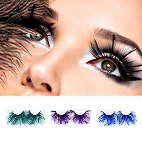 False Eyelashes Feather False Eyelashes Colorful Eye Lashes long Eyelashes with Thick Color Fashion Nightclub Makeup Fake Eyelashes