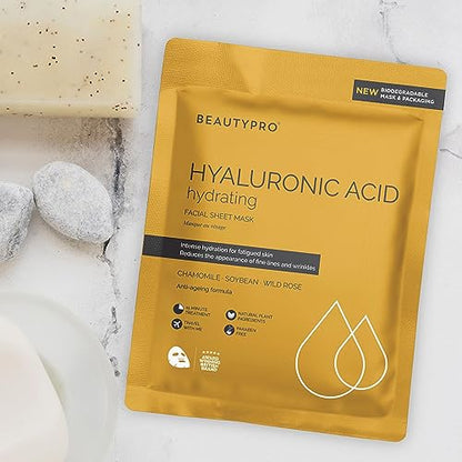 BEAUTYPRO HYALURONIC ACID Hydrating Facial Sheet Mask - 100% Biodegradable