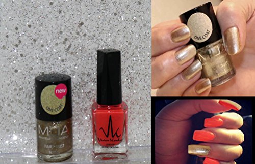 Gold & Coral Glitter Shimmer Duo Nail Varnish Set