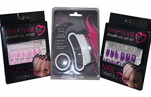 Fake False Nails Set & Nail Buffer & Buffing Cream inc Art Decorations