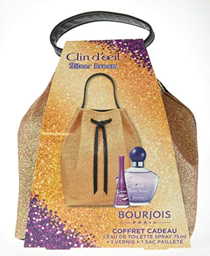 Bourjois Paris Clin D'Oeil Silver Dream Gift Set EDT 75ml Nail Polish 9ml Glitter Bag