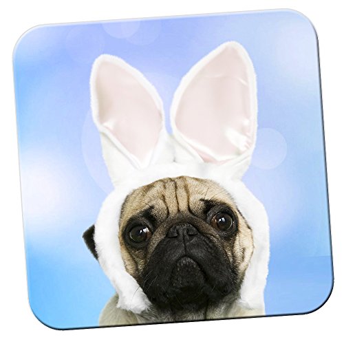 Cute Pug in Rabbit Ears Coaster/Pack of Coasters