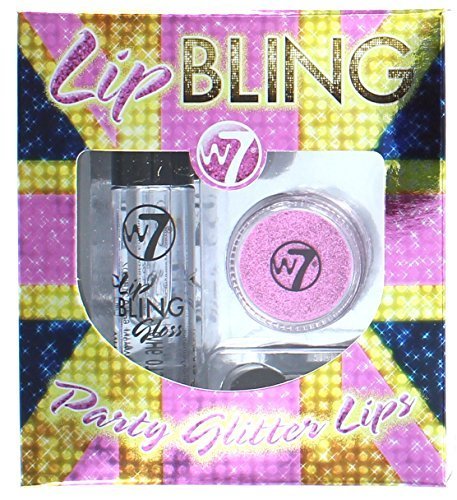 W7 Lip Bling With Roll On Lip Gloss, Glitter Pot & Applicator-Pink Kiss